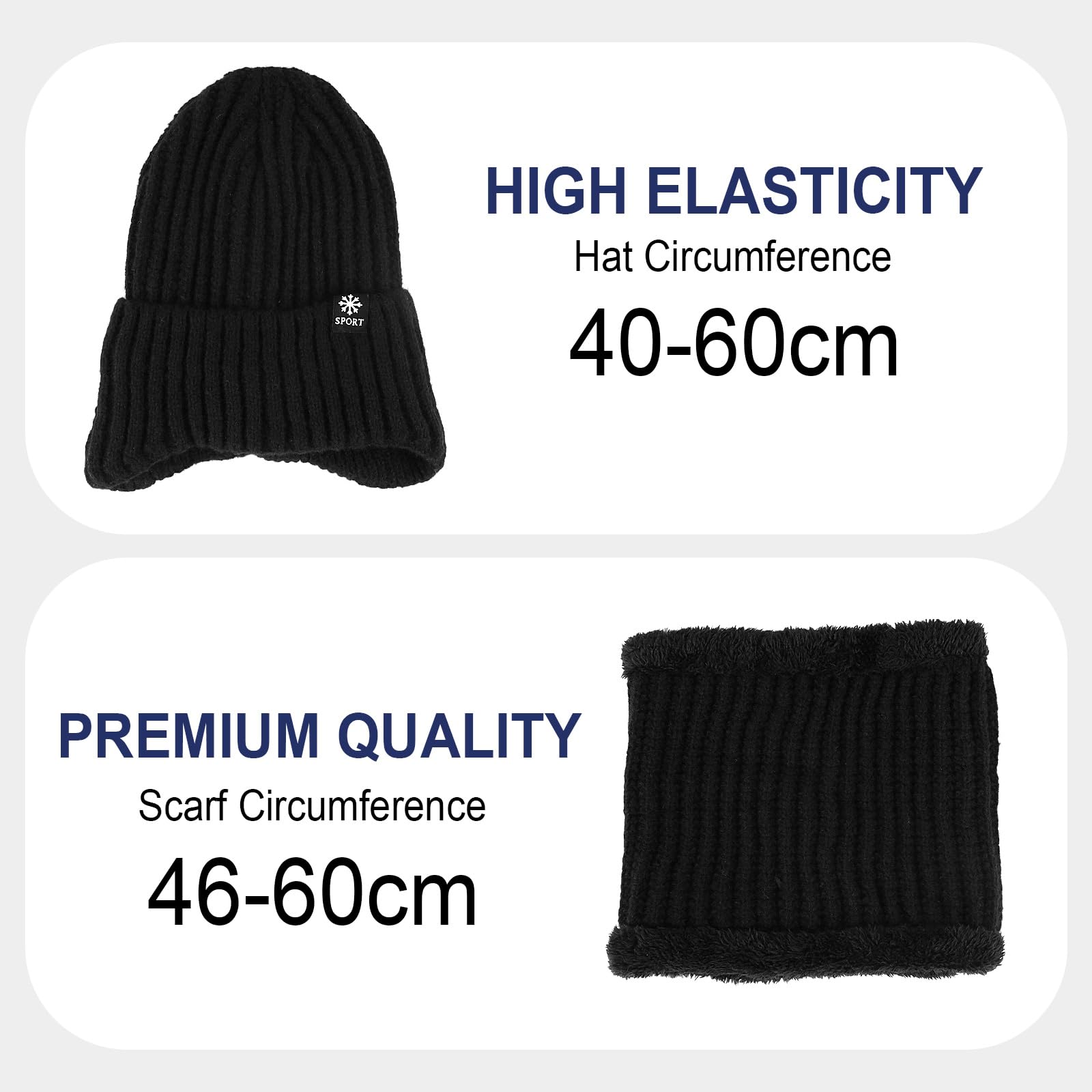 Męska zimowa ciepła czapka beanie i zestaw szalików, szalik męski na zimę z polarem, szal kominowy, chusta na szyję, ocieplacz na szyję, oddychająca czapka z dzianiny, dla kobiet i mężczyzn, na