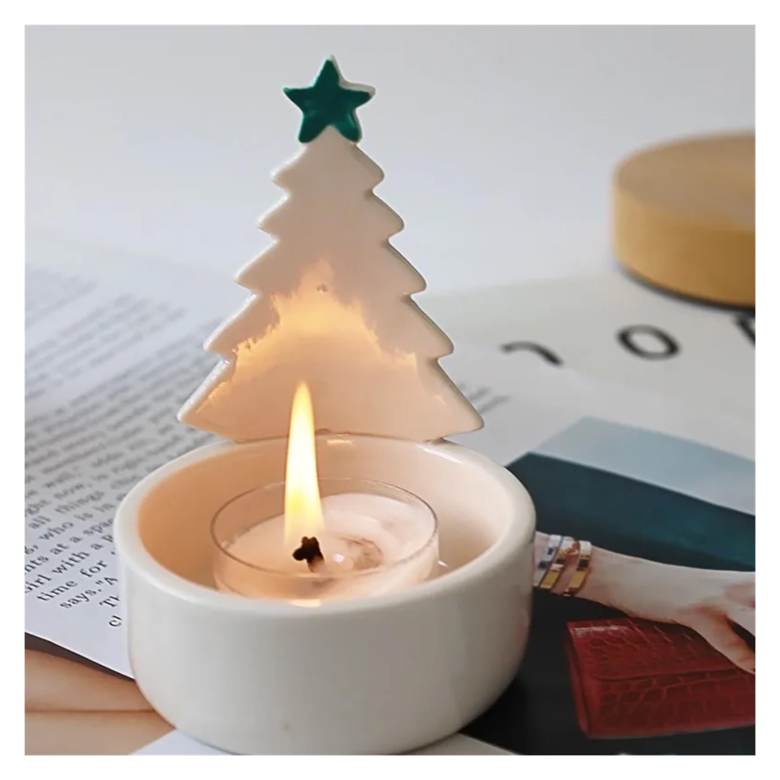 Porta Candele Tree Heat-Resistant Candle Holder Home Desktop Scented Decorative Ornament Seems(Gold)