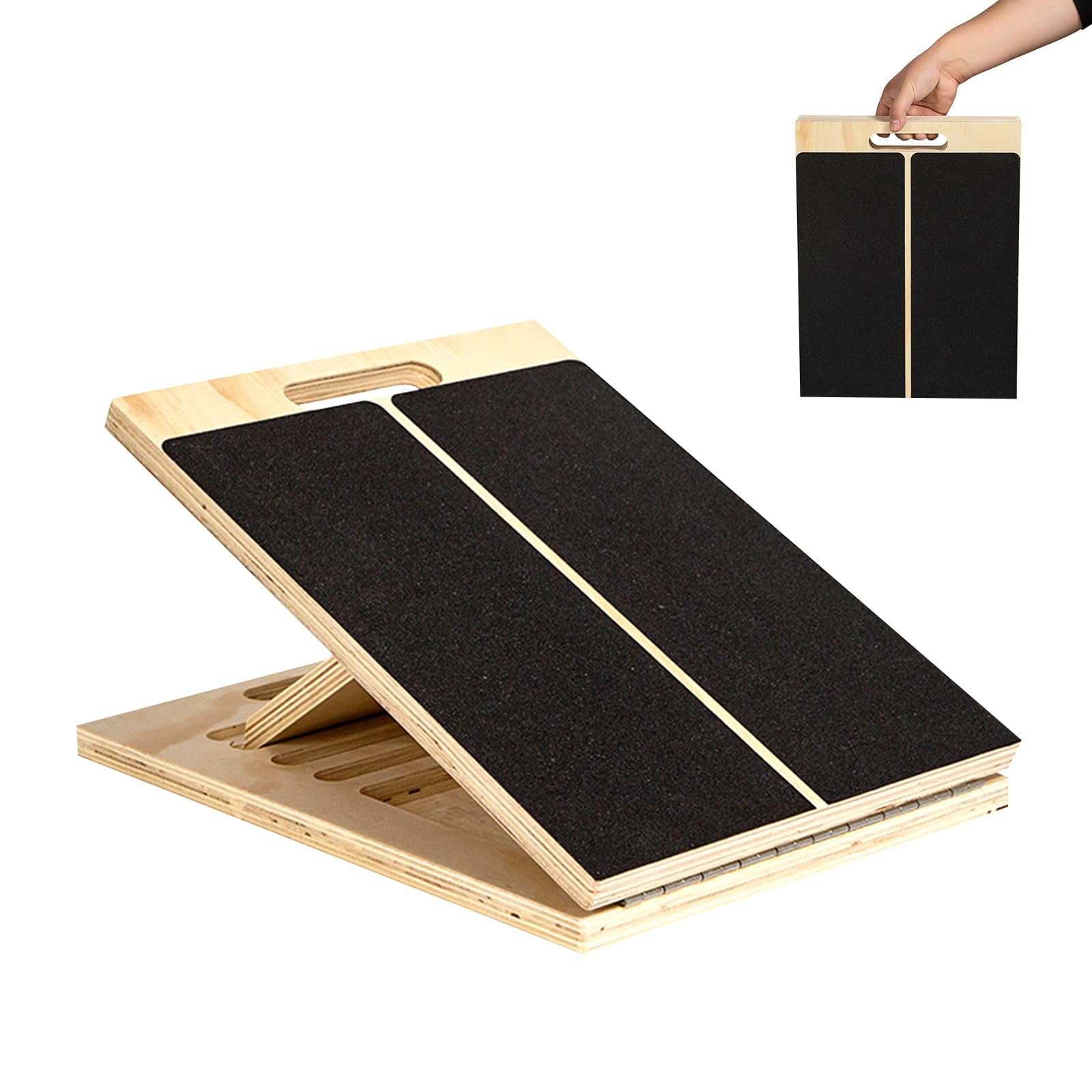 Profi Slant Board, Verstellbarer und tragbarer Slant Board, Verstellbarer Wadendehner, Kippbrett, Trainingsgerät mit Tragegriff & Antirutsch-Beschichtung, für Alle Altersgruppen Dehnen, Beinstrecker
