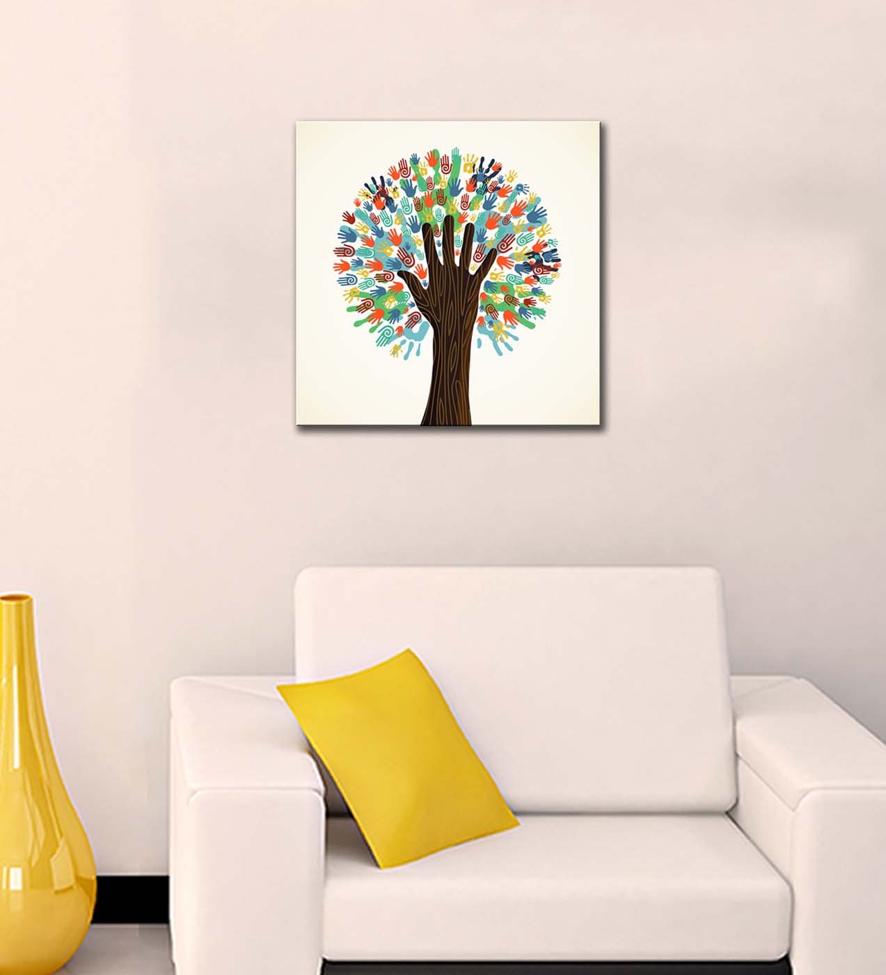 Tallenge - Contemporary Art - Diversity Tree - Xlarge Size Ready To Hang Gallery Wrap Canvas Art Print For Home And Office Décor (30x30 inches)