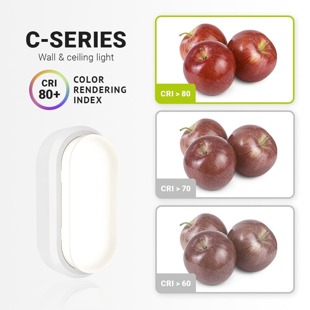 HOFTRONIC - Lote de 4 lámparas LED de bodega blanca - 12 W 1160 lm - Aplique ovalado - IP54 - Aplique de pared - 4000 K blanco neutro - Lámpara de techo para cuarto de baño bodega WC garaje taller