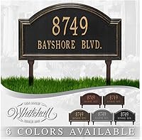 Vista 1 de Whitehall™ Placa de dirección personalizada de metal fundido - Placa de arco Providence montada en el césped. Fabricado en los Estados Unidos.
