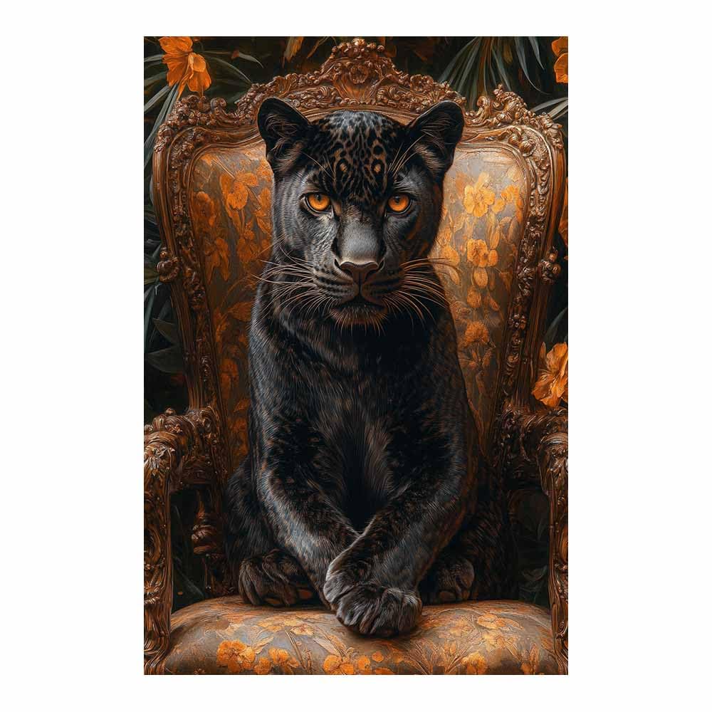 TZKRWRH Cheetah Wall Art Print Jungle Animal Decor Seated Vintage Black Panther Leopard Prints, Animals Portrait, Jungle Poster, Funny Paintings Bathroom(Brown 88)-50x75cm Unframed