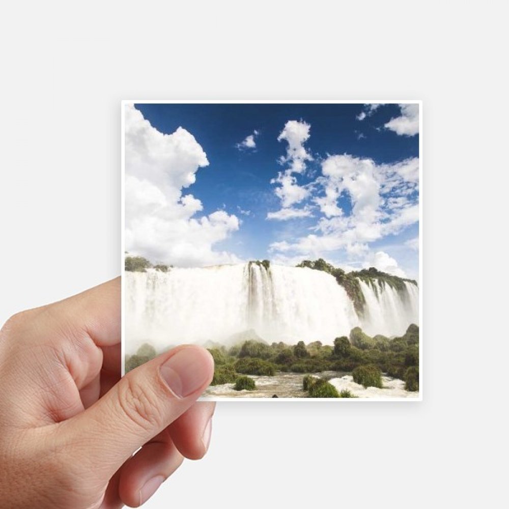 Autocollant cascade nature forestière sticker pc portable valise moto carré 10cm x8