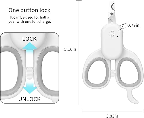 Miniatura 5 de PAKEWAY Cortauñas para mascotas con luz LED y U-V, recortador de garras de gato con luz LED ultra brillante para línea de sangre de uñas para evitar