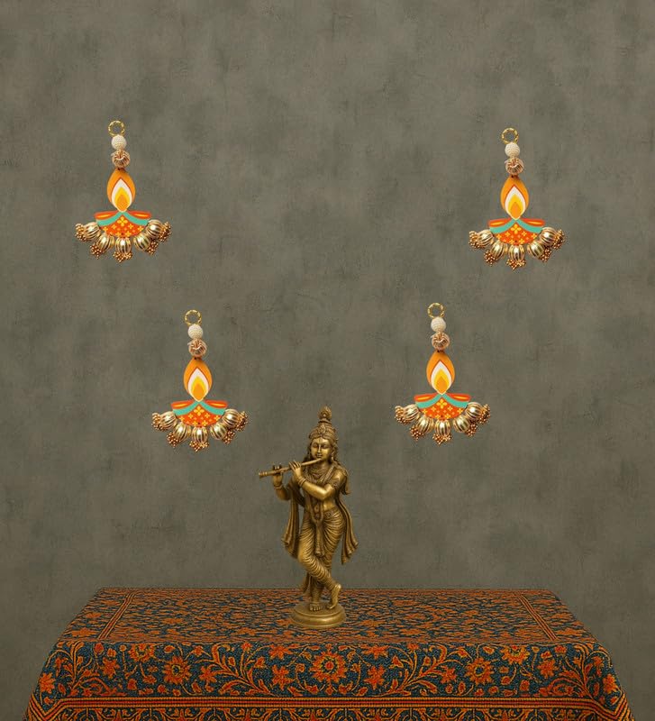 Image of Diya Hanging,Pair of 2, 10 Inch | Door Garlands for Main Door|Shubh Labh Hanging | Mandir & Temple Decor | Diwali & Pooja Decoration | Home Mandir & Pooja Room Decoration Items