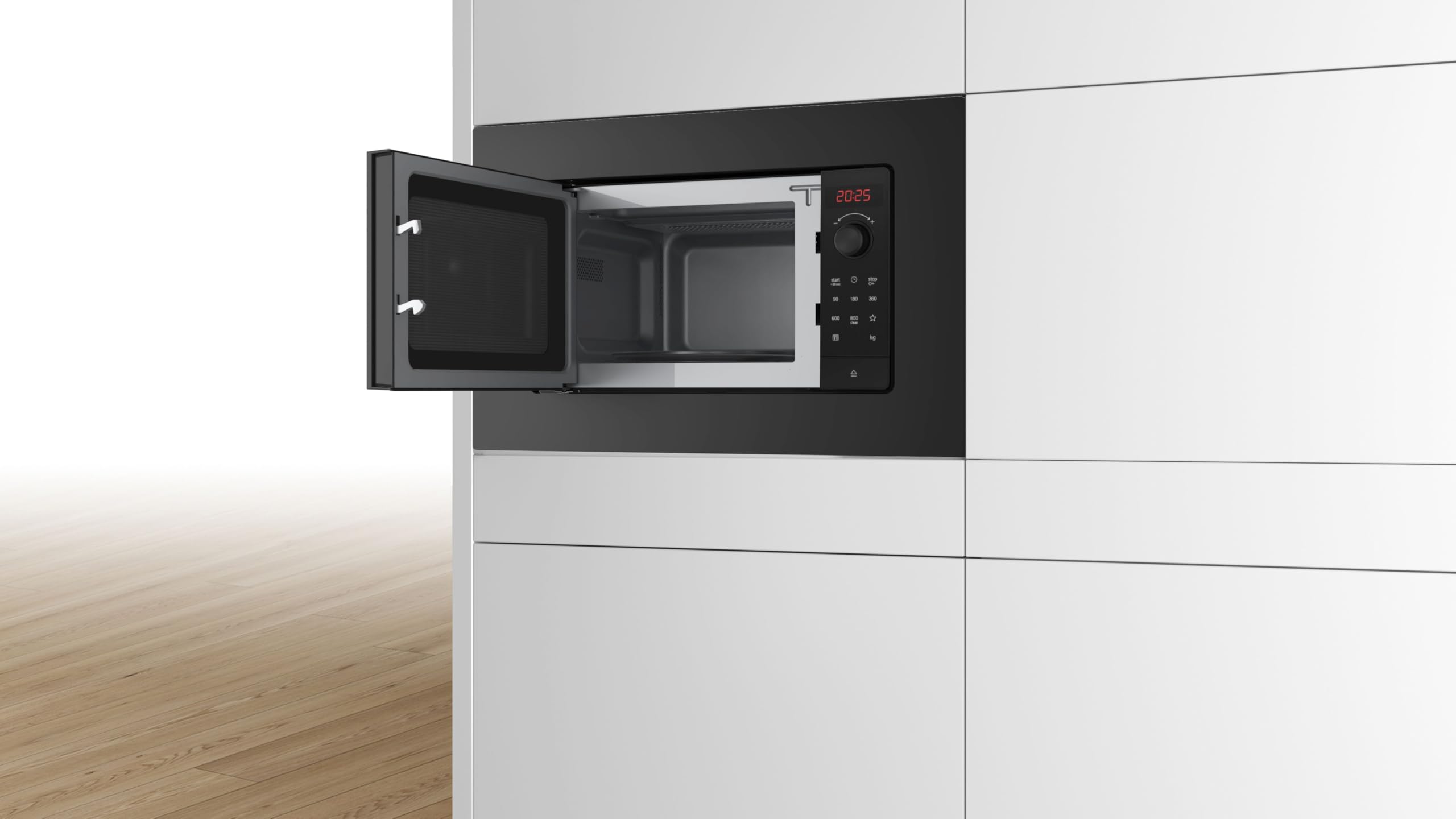 Serie 2, Microonde da incasso, Con display digitale, Illuminazione LED, Sistema automatico di pulizia, Nero