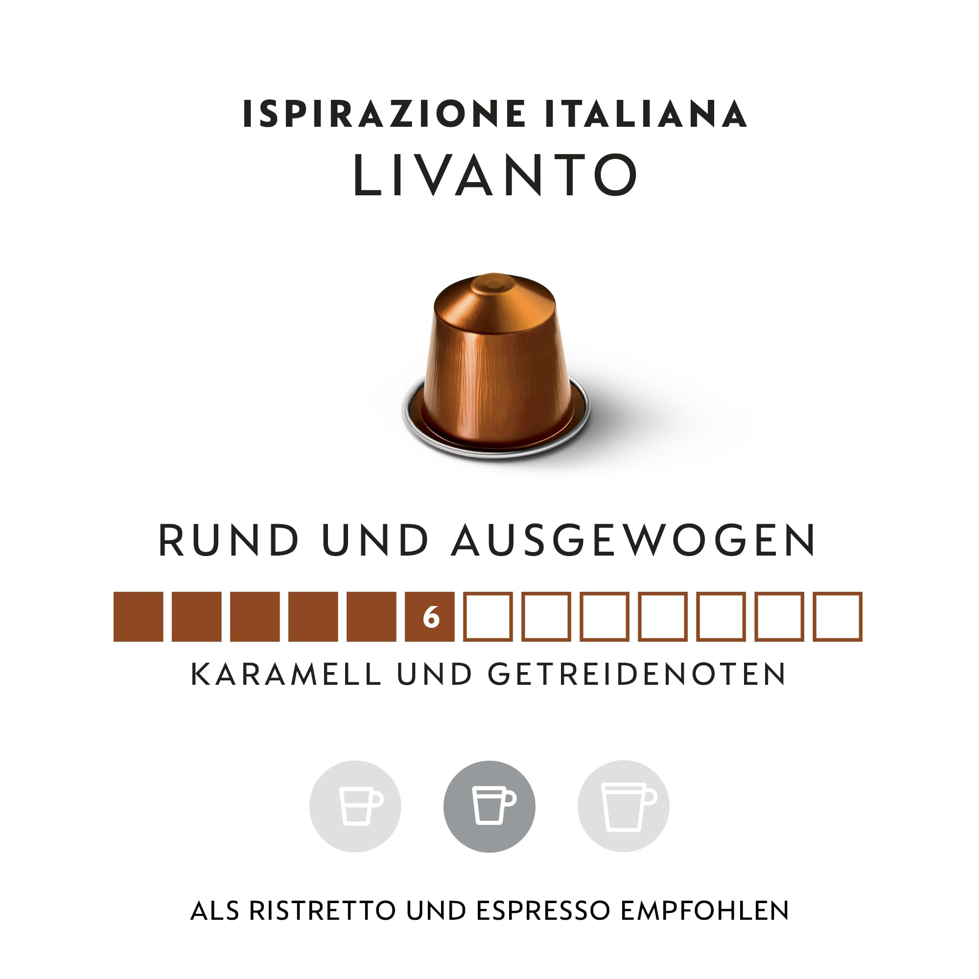 NESPRESSO ORIGINAL Livanto 100 Kaffeekapseln | Arabica Kaffee, Mittlere Röstung, Intensität 6, Ideal für Espresso