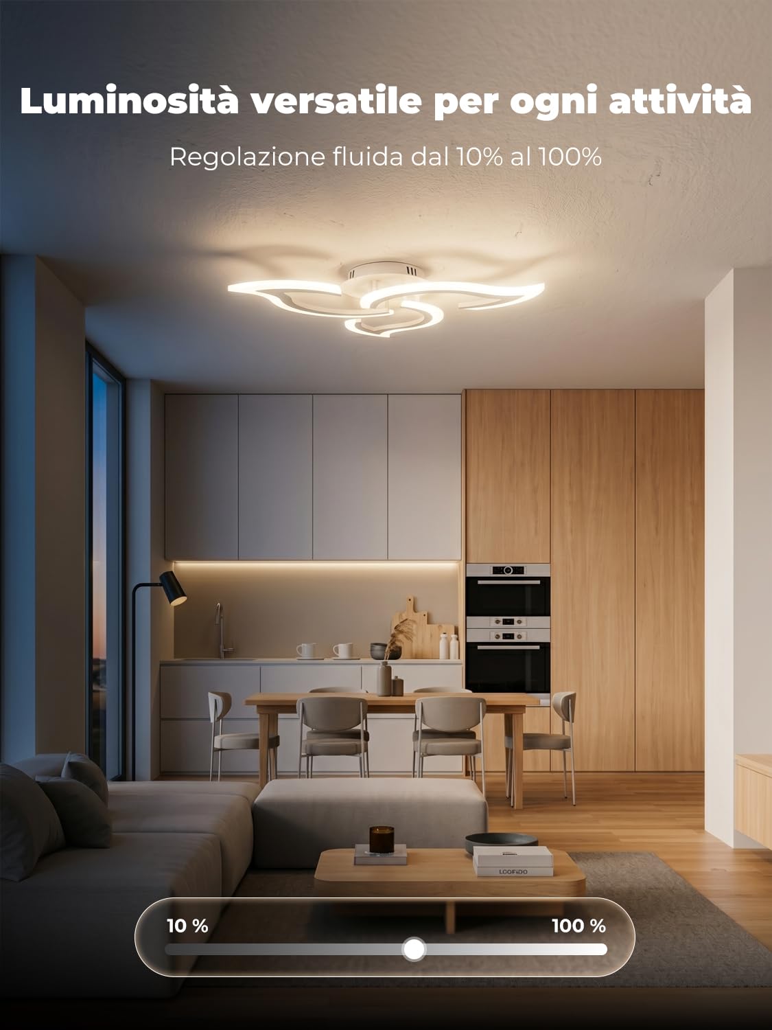 Plafoniera Smart Compatibile con Alexa, LED Dimmerabile con App e Controllo Vocale, Lampadario Moderno a Fiore con Telecomando per Camera da Letto, Sala da Pranzo, Cucina, WiFi 2.4GHz, Bianco