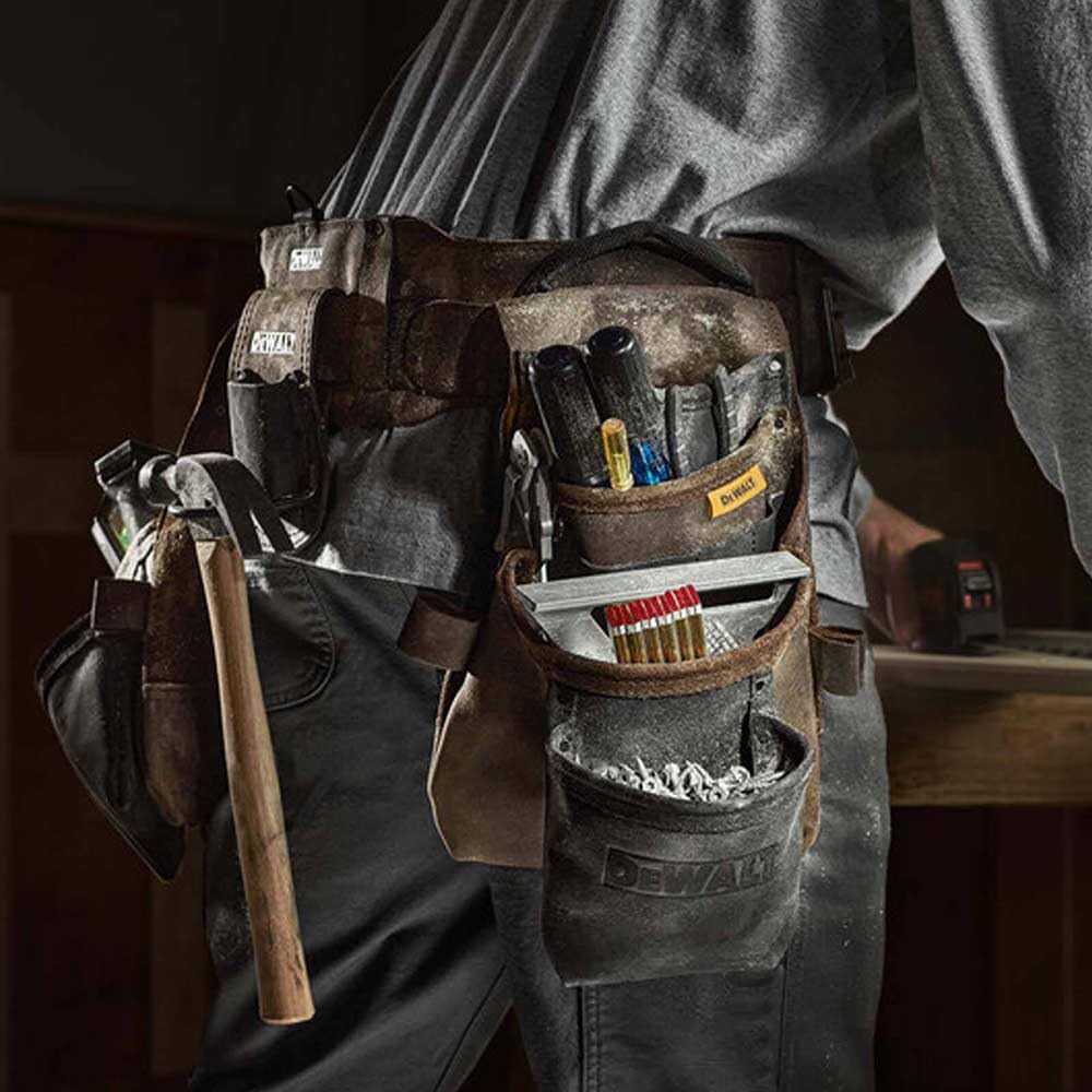 DEWALT Cintura porta attrezzi in pelle con 18 tasche