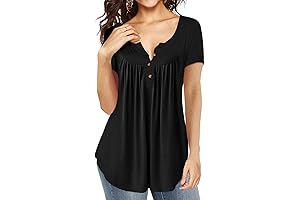 Amclos Women's Summer Tops - Flowy Pleated Tie-Dye V-Neck Tunics