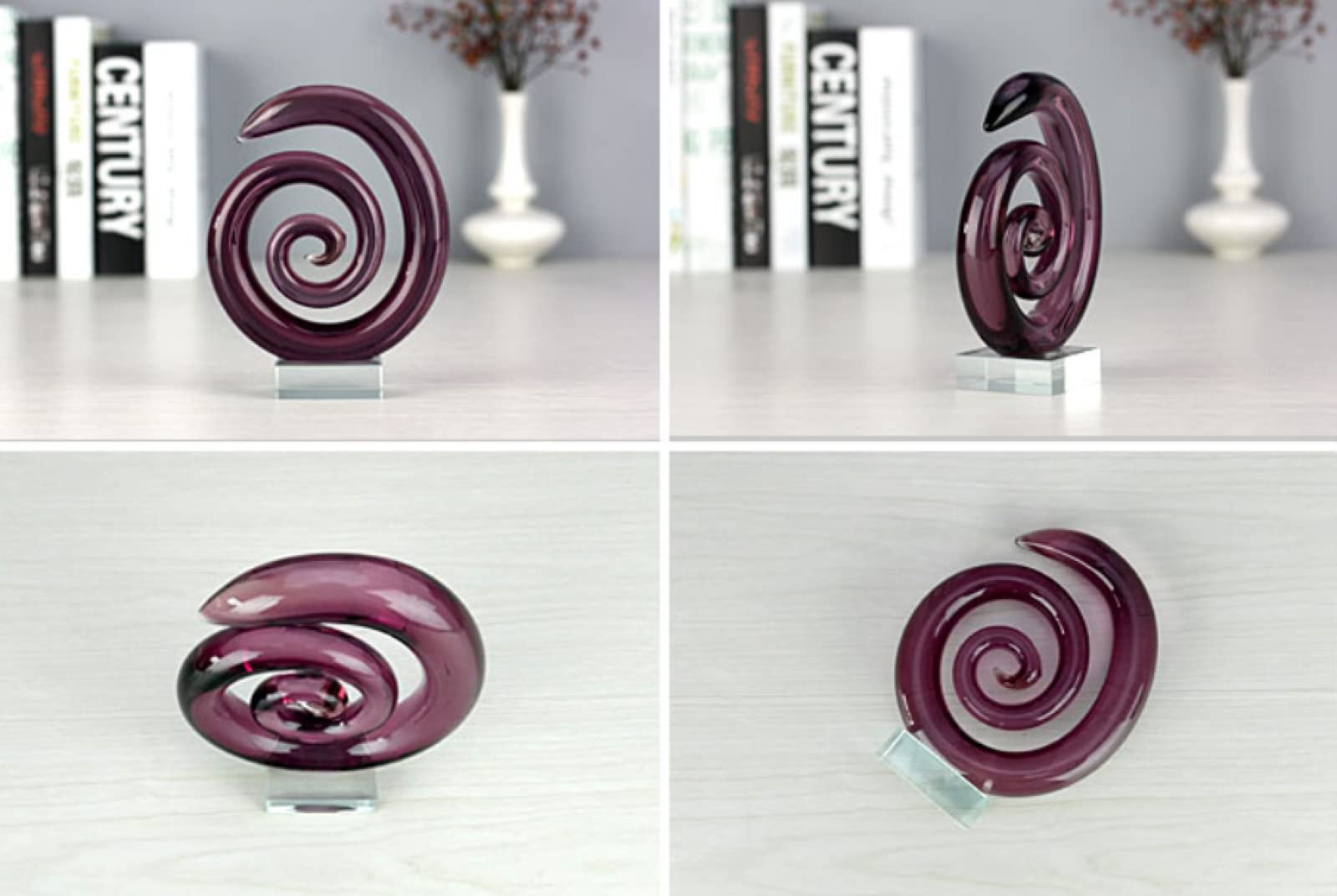 Glasfigur Fuchsia handgefertigt Briefbeschwerer aus geblasenem Kristallglas Glasurkunst für Tischdekoration Heimdekoration