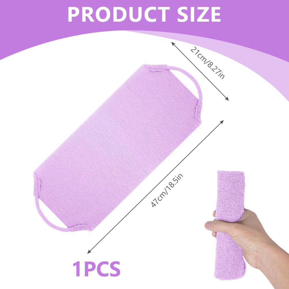 LOPHE Serviette Exfoliante Douche Longue pour le Dos,Gant de Toilette Exfoliant Double Face avec Poignées,Brosse Corps Extensible Nylon Séchage Rapide,Nettoyage en Profondeur Homme Femme,Violet