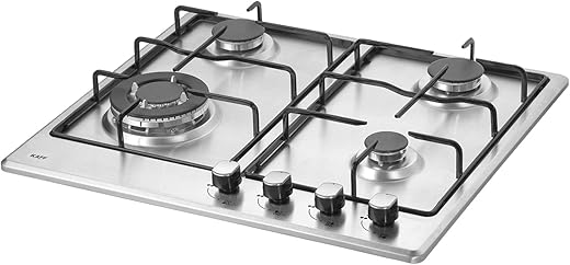 KAFF 4 Burner Built-In Gas Hob 60 cm | Auto Electric Ignition | Italian Brass Burners | Stainless Steel Built-in Hob for Modular Kitchen | Heavy…