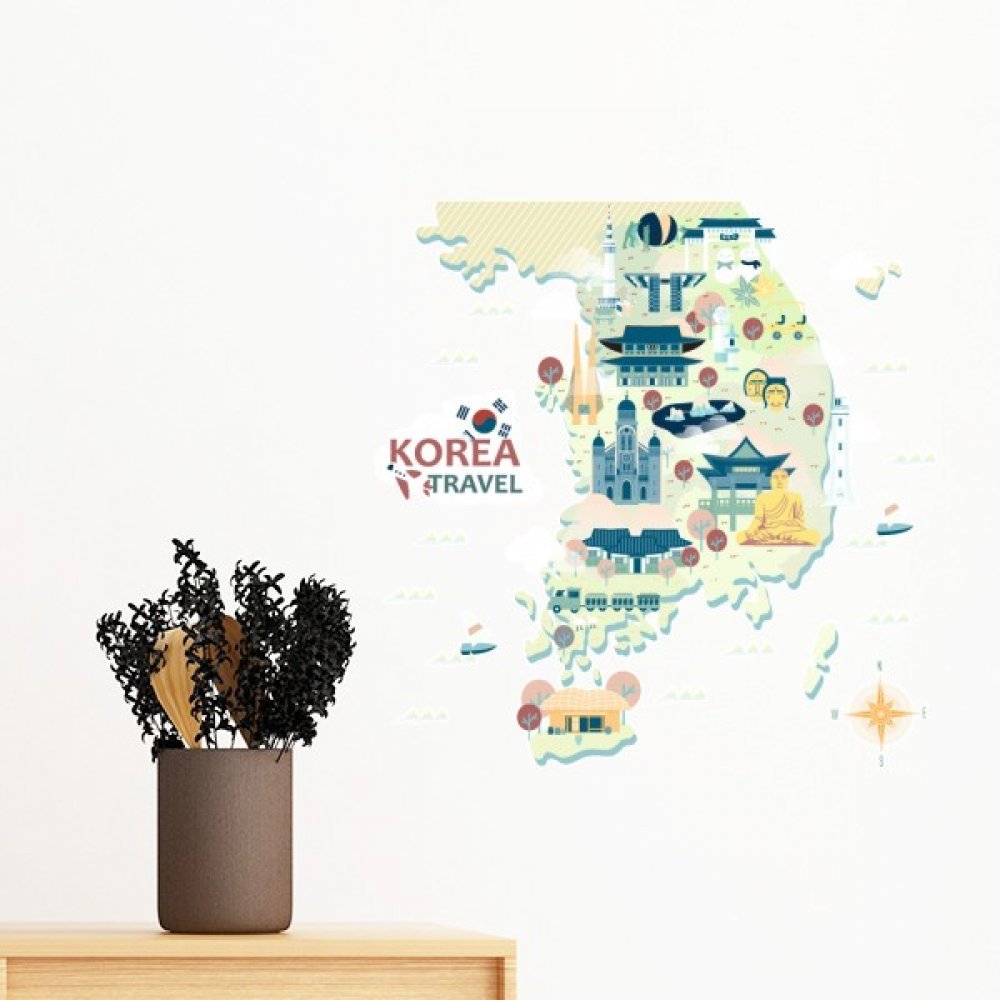 Voyager en Corée depuis sa chambre avec le sticker mural amovible 100cm