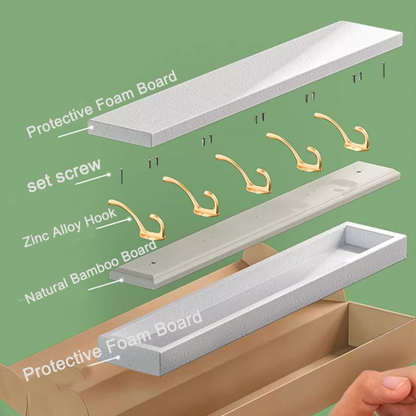Percheros Pared Madera, Largo Colgador Pared,Percha Pared,Colgadores Pared,4-8 Ganchos for Abrigos,Chaqueta,Marrón(7 Hooks 87 * 8cm)