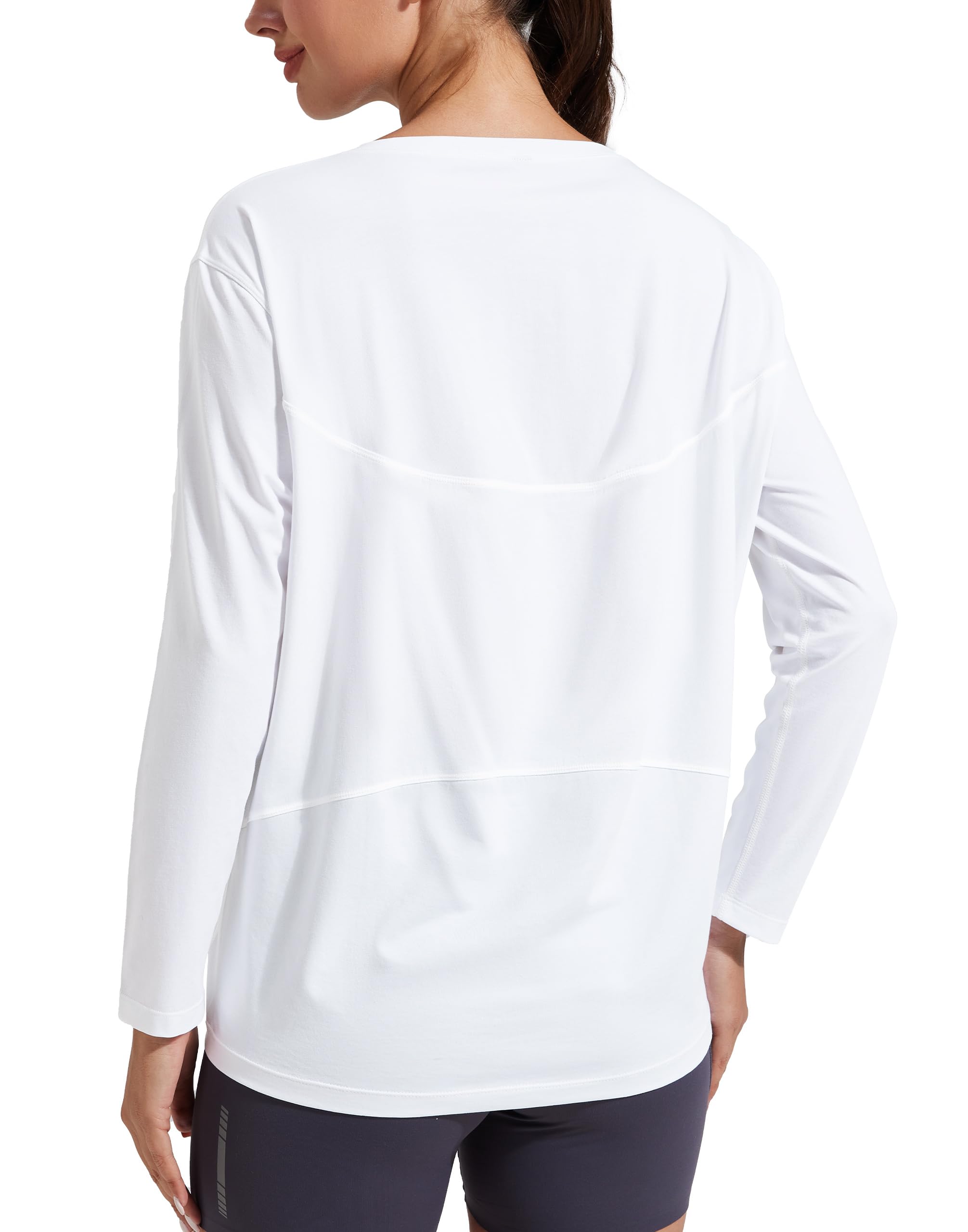 Pioneer Camp Camiseta deportiva de manga larga para mujer, mezcla de algodón, holgada, con