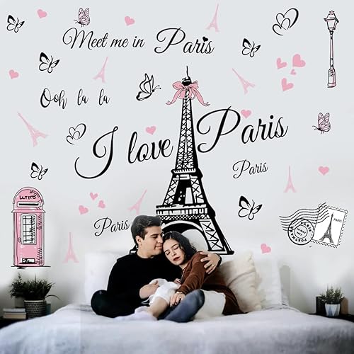 Miniatura 5 de Pegatinas de pared de la Torre Eiffel de París, calcomanía para dormitorio, sala de estar, fondo de sofá, decoración de pared de TV, decoración del