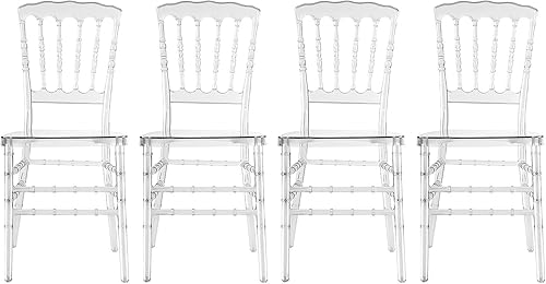 Juego de 4 sillas de comedor transparentes, sillas de cocina modernas con asiento transparente, sillas laterales de policarbonato transparente,