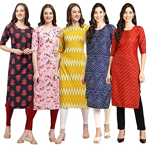 Image of Pinkmint Women's Crepe Digital Print Straight Kurta