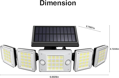 Miniatura 9 de Onforu Paquete de 2 luces solares para exteriores, 280 luces solares LED para exteriores, luces de inundación solares IP65 impermeables 3000LM 6W,