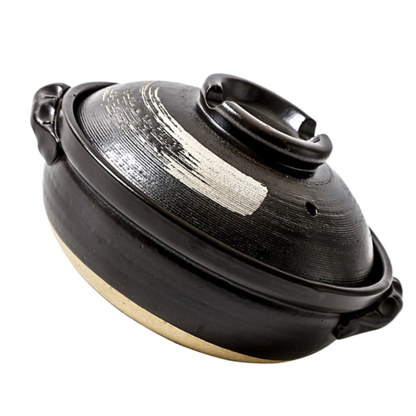 UGCER Ceramic Stew Pot Japanese Heat Resistant Clay Casserole Stew Soup Earthenware Hot Pots with Lid for Cooking Delectable Soups,900ml
