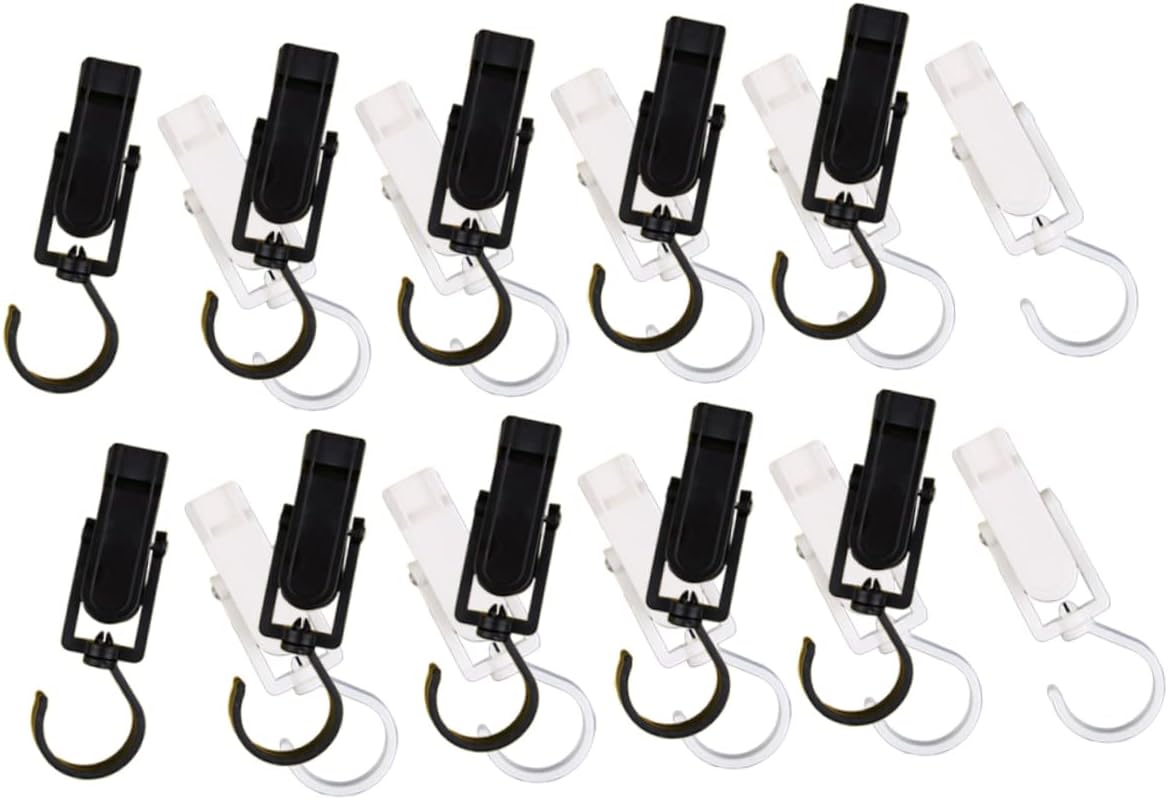 20pcs Stable Material Plastic Clips White Shower Curtain Hooks Easy Install Curtain Hanger