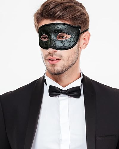 Miniatura 4 de 2024 Nueva máscara de mascarada para hombres, máscara veneciana retro para hombre, para fiesta de Halloween, Mardi Gras, baile de máscaras