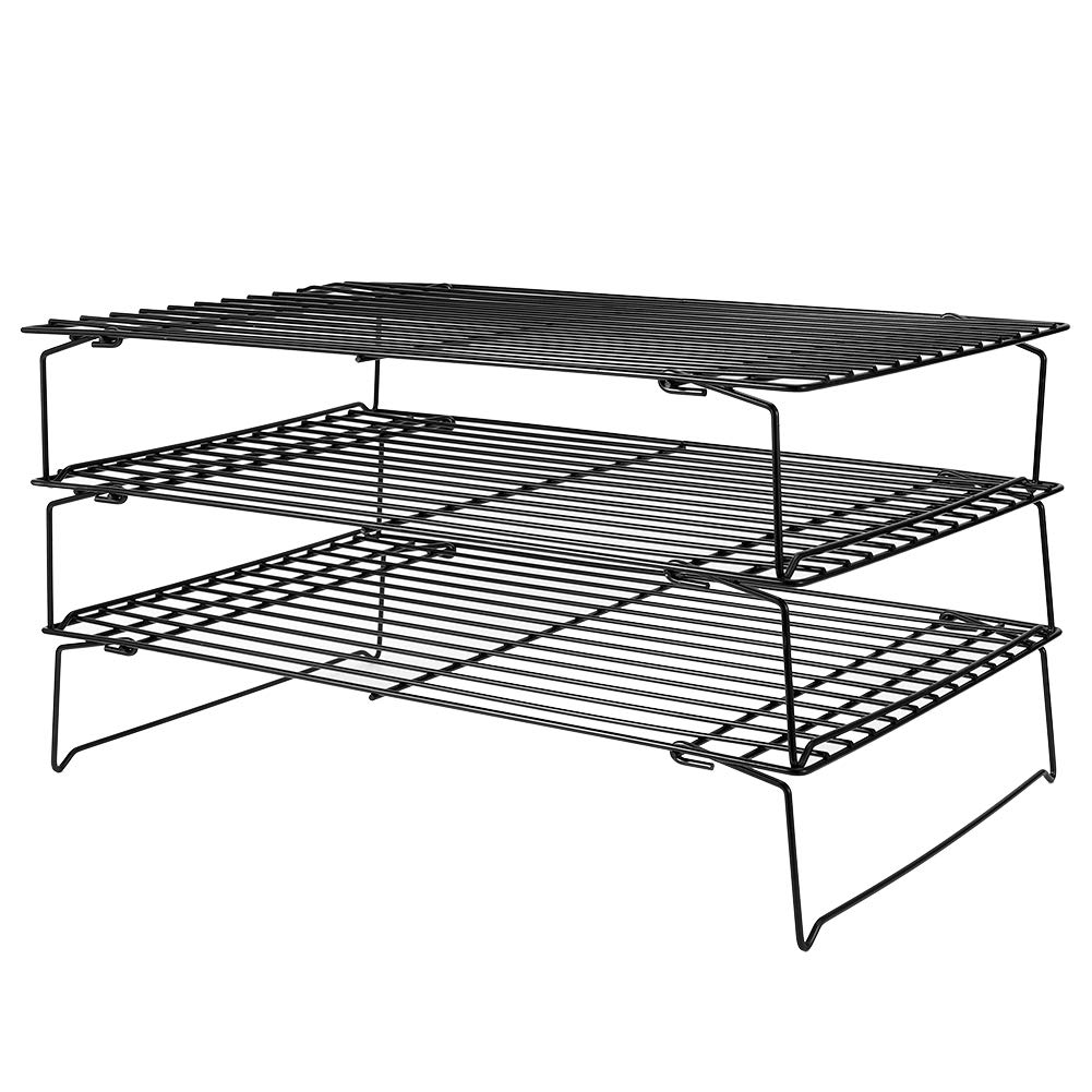 Rejilla de enfriamiento plegable de 3 capas para hornear |Diseño apilable que ahorra espacio para galletas, cupcakes y barbacoas |Rejillas de hierro antiadherentes, aptas para