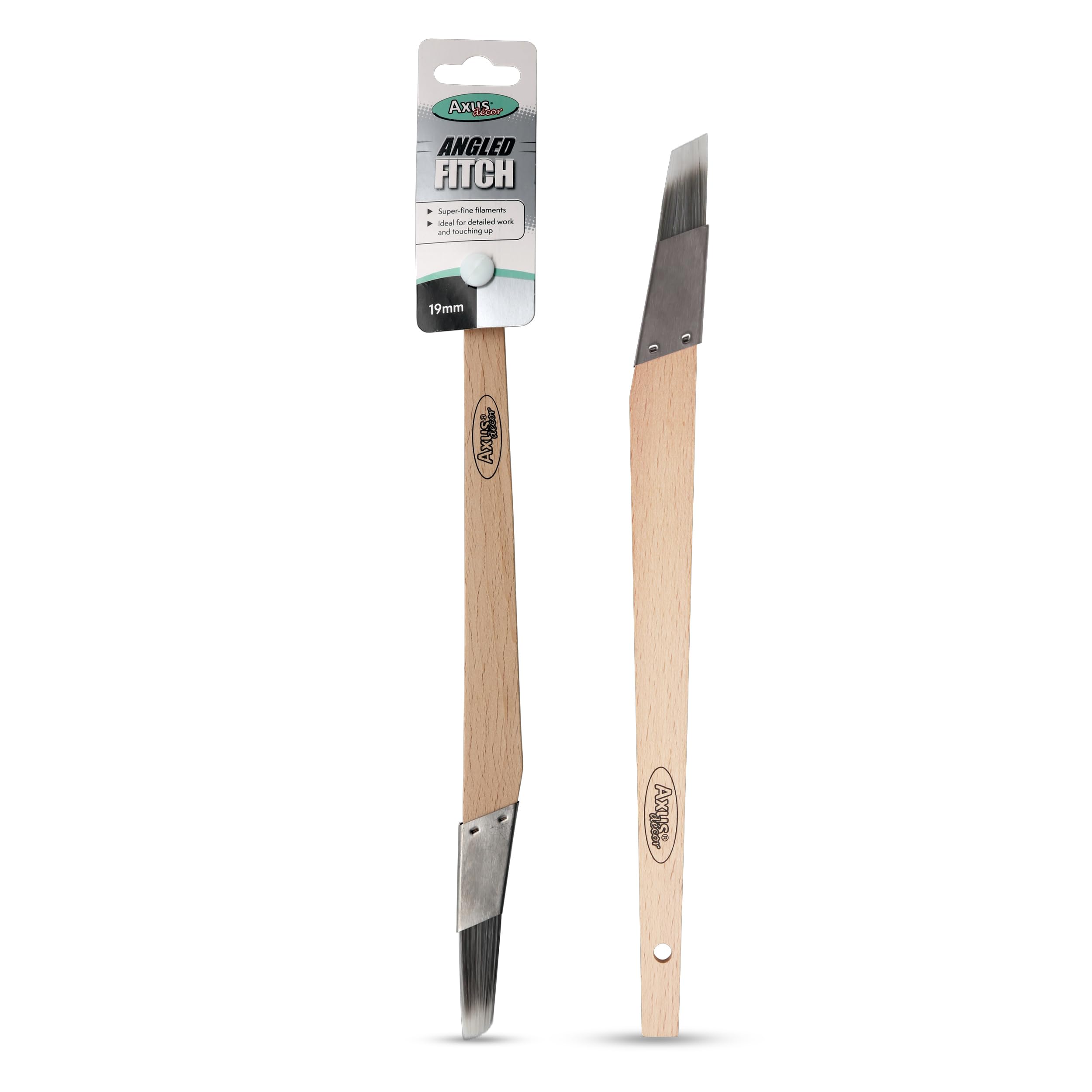 Axus Decor Angled Fitch Paint Brush (Grey Series) - 19mm - For All Paints, Filaments, For Detailed Work & Touching Up, Comfortable Handle, Rust-Resistant Stainless Steel, Grey
