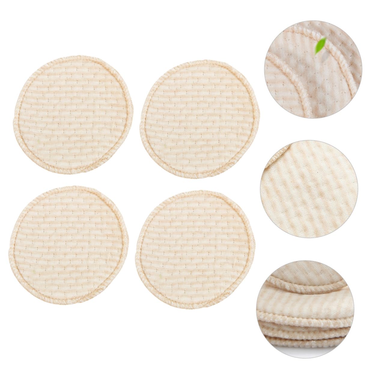 4Pcs Natural Colored Cotton Nursing Pads Washable Absorbent Breastfeeding Pads for Lactating Mothers Comfortable Breathable