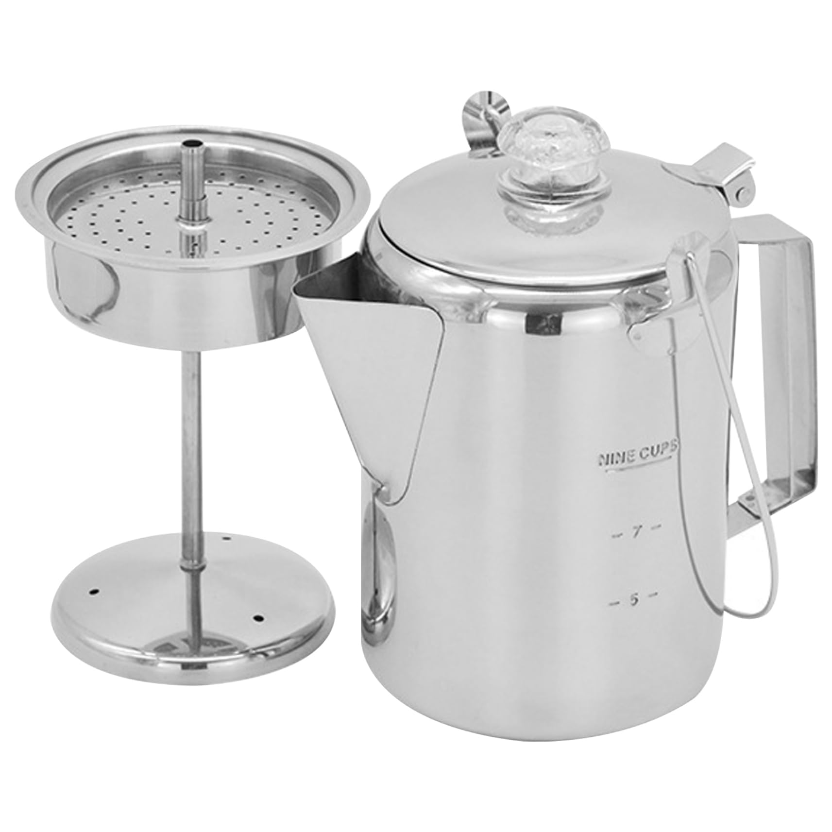 Cafetière percolateur en acier inoxydable grande capacité 64.3oz avec verre