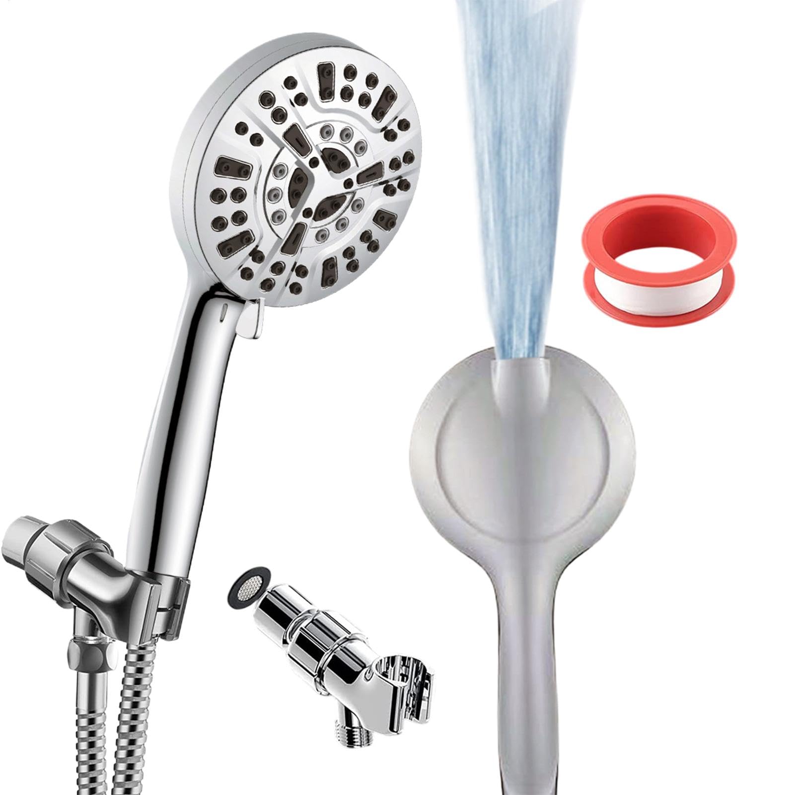 Pomme de douche RV avec tuyau flexible à 10 modes de jet pour salle de bain