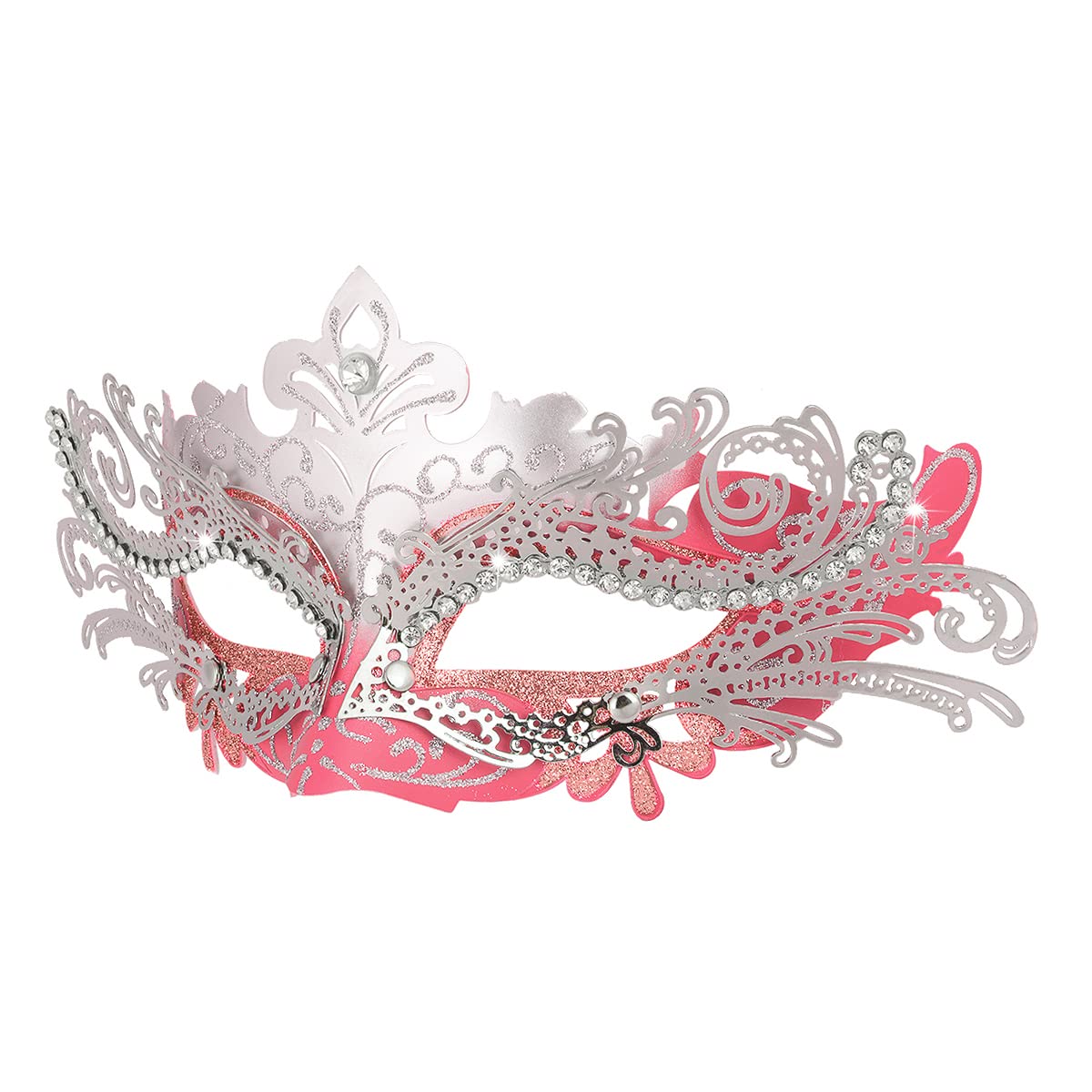 Hoshin Masquerade Mask, Mardi Gras Deecorations Venetian Masks for Womens (Pink & Silver)