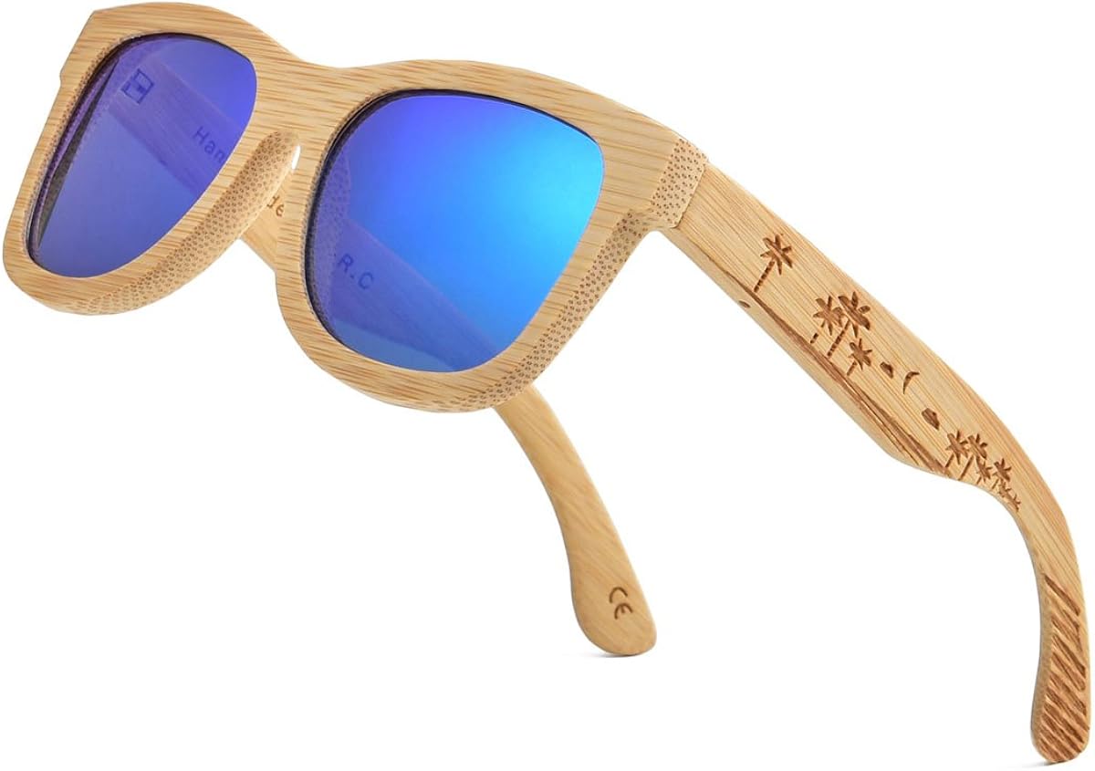Bamboo Wood Polarized Sunglasses For Men & Women -Temple Carved Collection