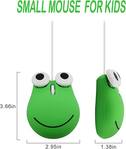 Miniatura 6 de elec Space Ratón USB con cable, mouse de computadora pequeño con cable para niños, lindo mouse de computadora con forma de rana animal, mouse con