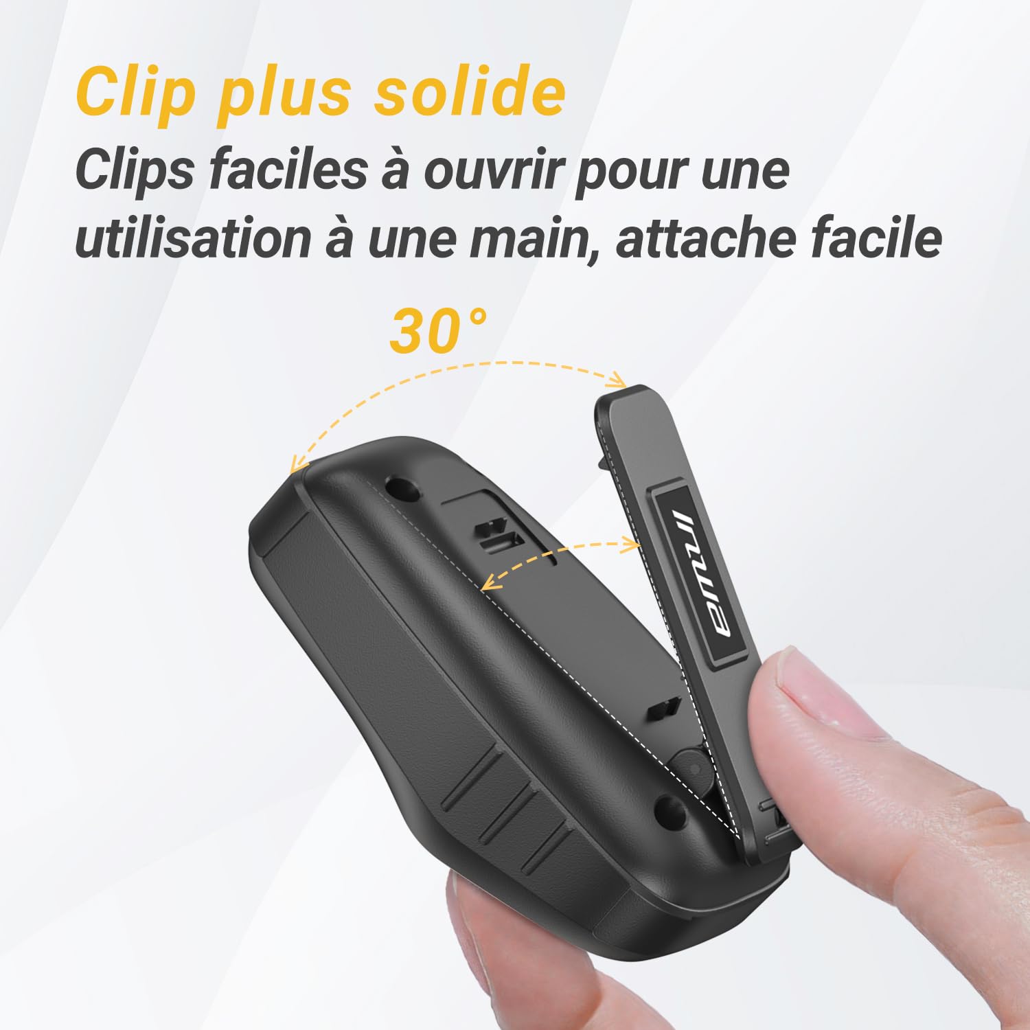 Inwa Enceinte Bluetooth Portable, Mini Haut Parleur Clip, IP67, Micro Intégré pour Musique/Appels Mains Libres, Petite Enceinte pour Travail/Maison/Extérieur/Velo (Jaune)
