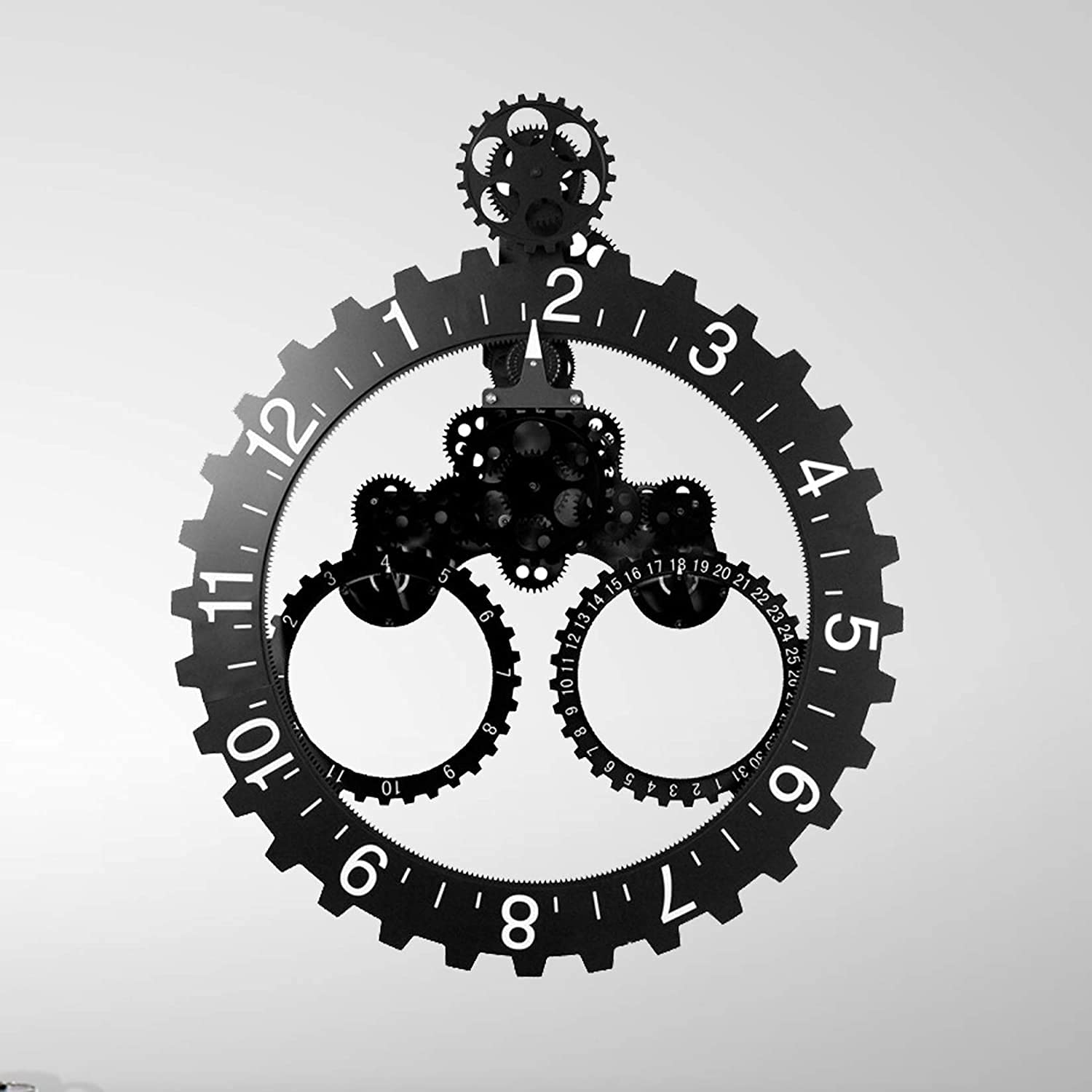 JMYSD3D Moving Gears Wall Clock, Large black Wall Clock Silent Modern Non Ticking Battery operated Clock,Perfect for Living Room, Reading Room, Restaurant, Office Decor