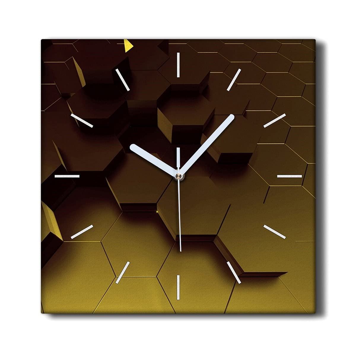 Horloge sur Toile silencieuse déco hexagones pour un salon apaisant