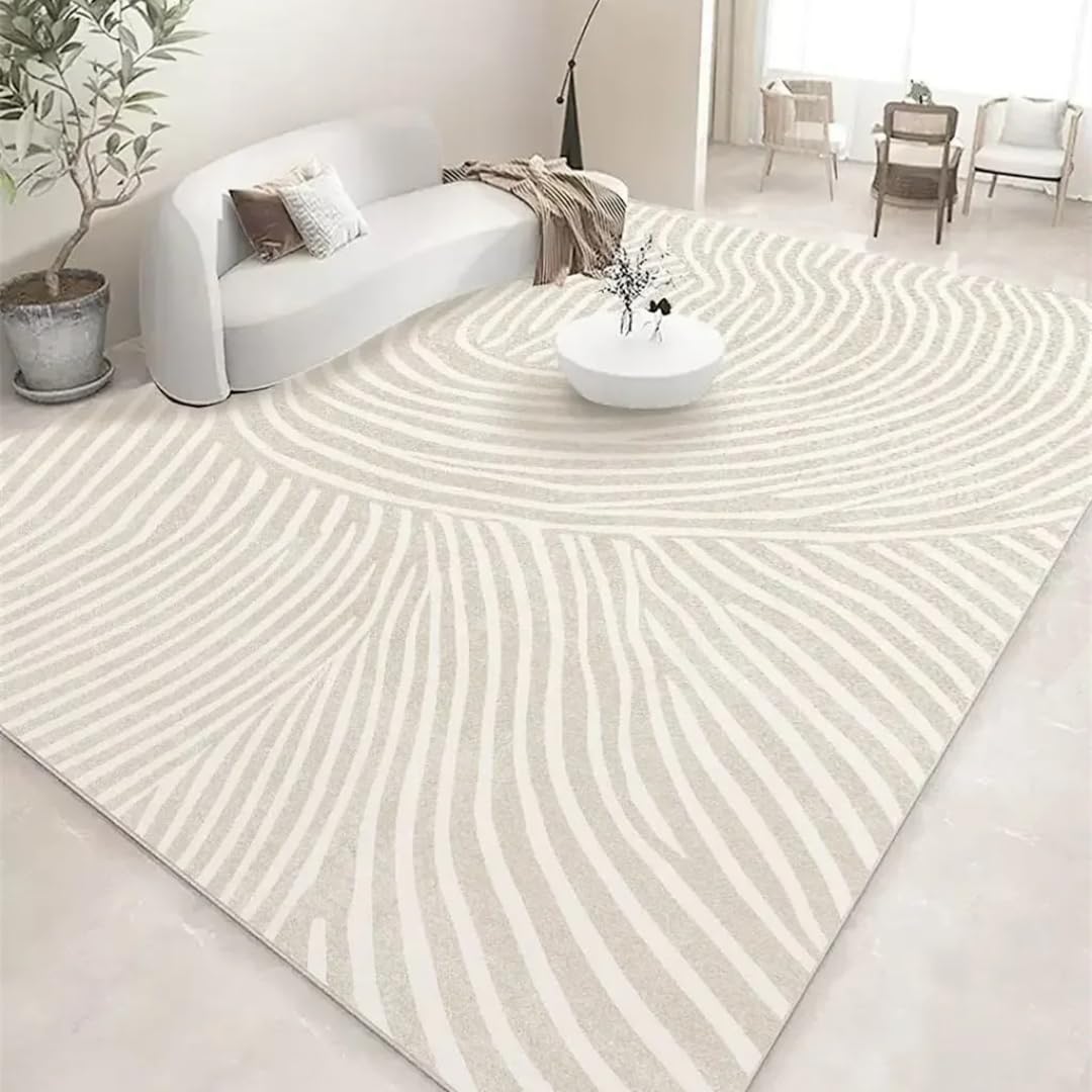 Tapis en peluche pour salon à poils bas facile à nettoyer pour sol froid et glissant