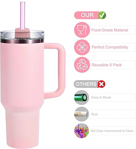 Miniatura 9 de 12 piezas Pajitas de vidrio de repuesto para Stanley  Compatible con vaso Stanley de 40 onzas y 30 onzas, popote de vidrio transparente reutilizable