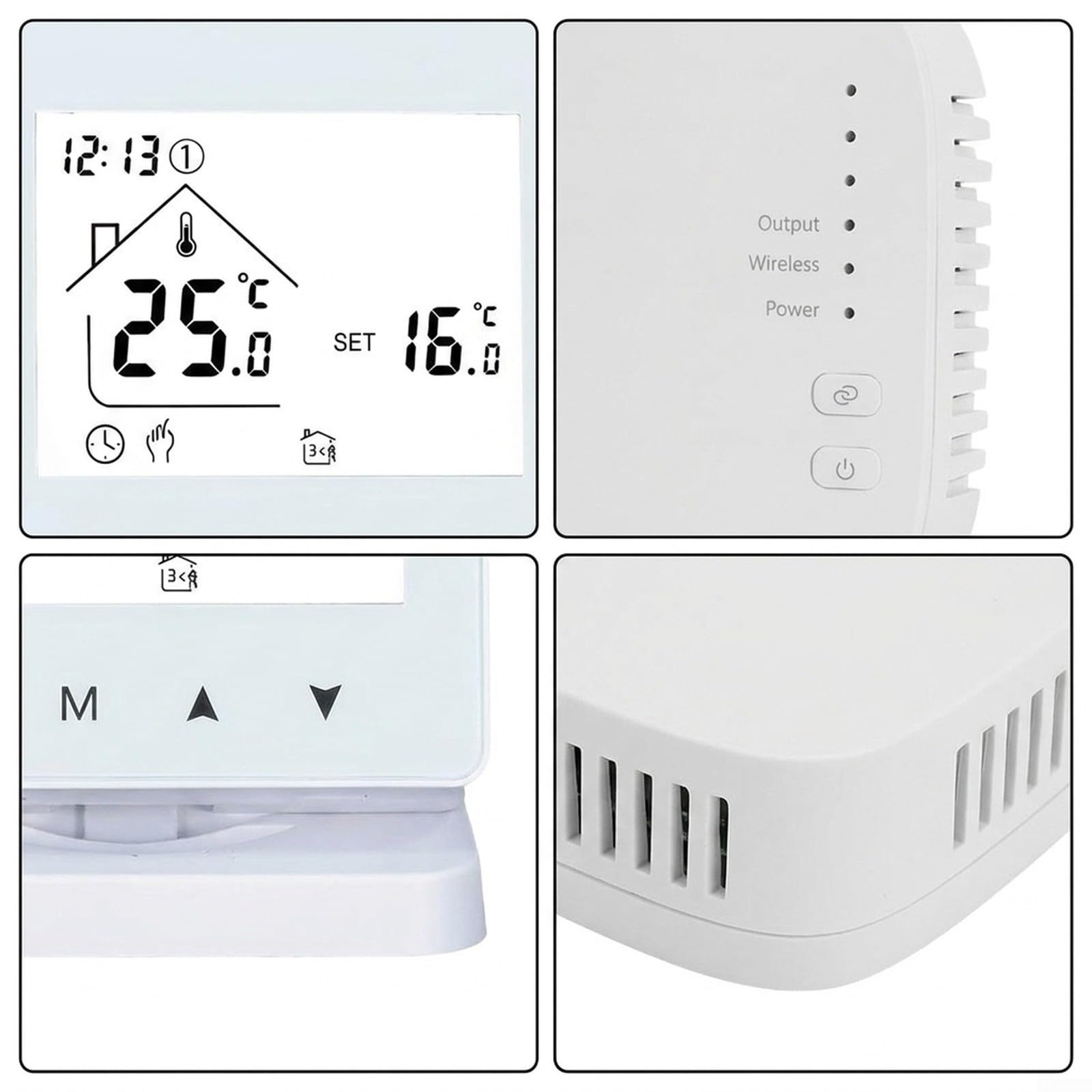 GLOBALHUT Termostato Ambiente Wireless RF433 per Riscaldamento a Termostato