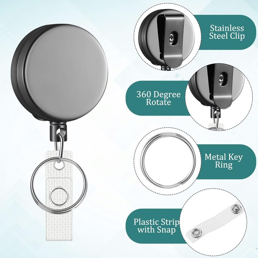 20 Confezioni di Porta Badge Retrattile con Clip da Cintura e, Robusti Porta Badge Identificativi per Infermieri