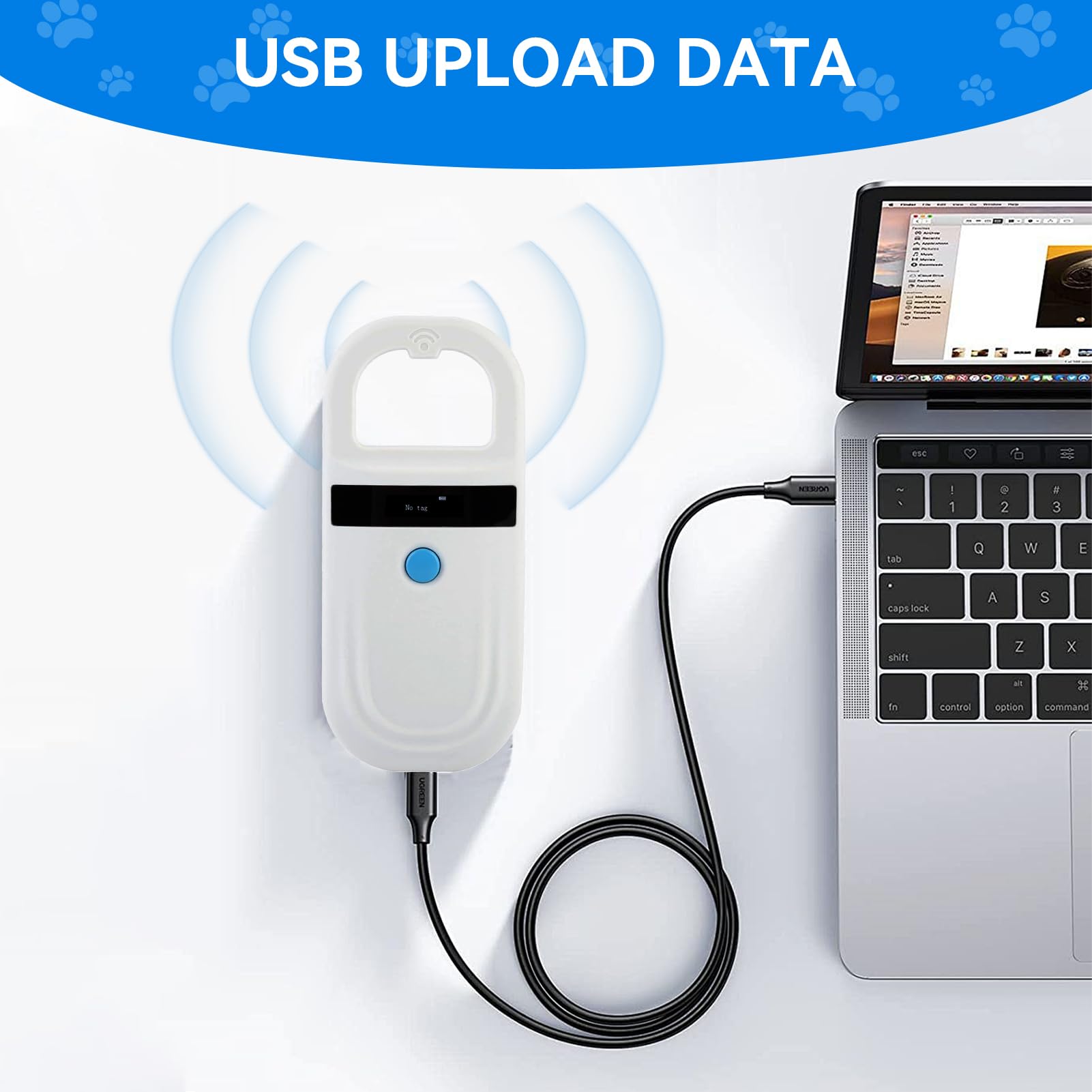 Agatige Pet Microchip Scanner, USB Rechargeable, Portable, RFID EMID Microchip ID Reader for Pigs Dogs, Cats - Image 3