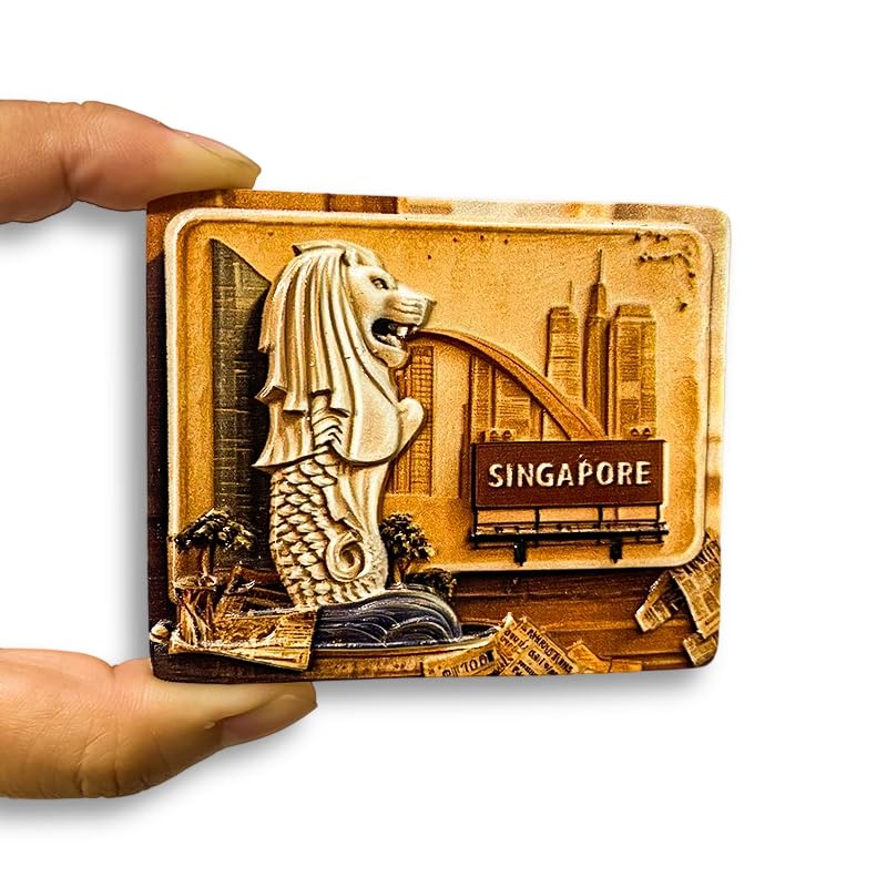 Magnete Frigorifero 3D Sentosa Skyline Singapore – Souvenir Di Viaggio Fatto A Mano In Resina 7x5 Cm
