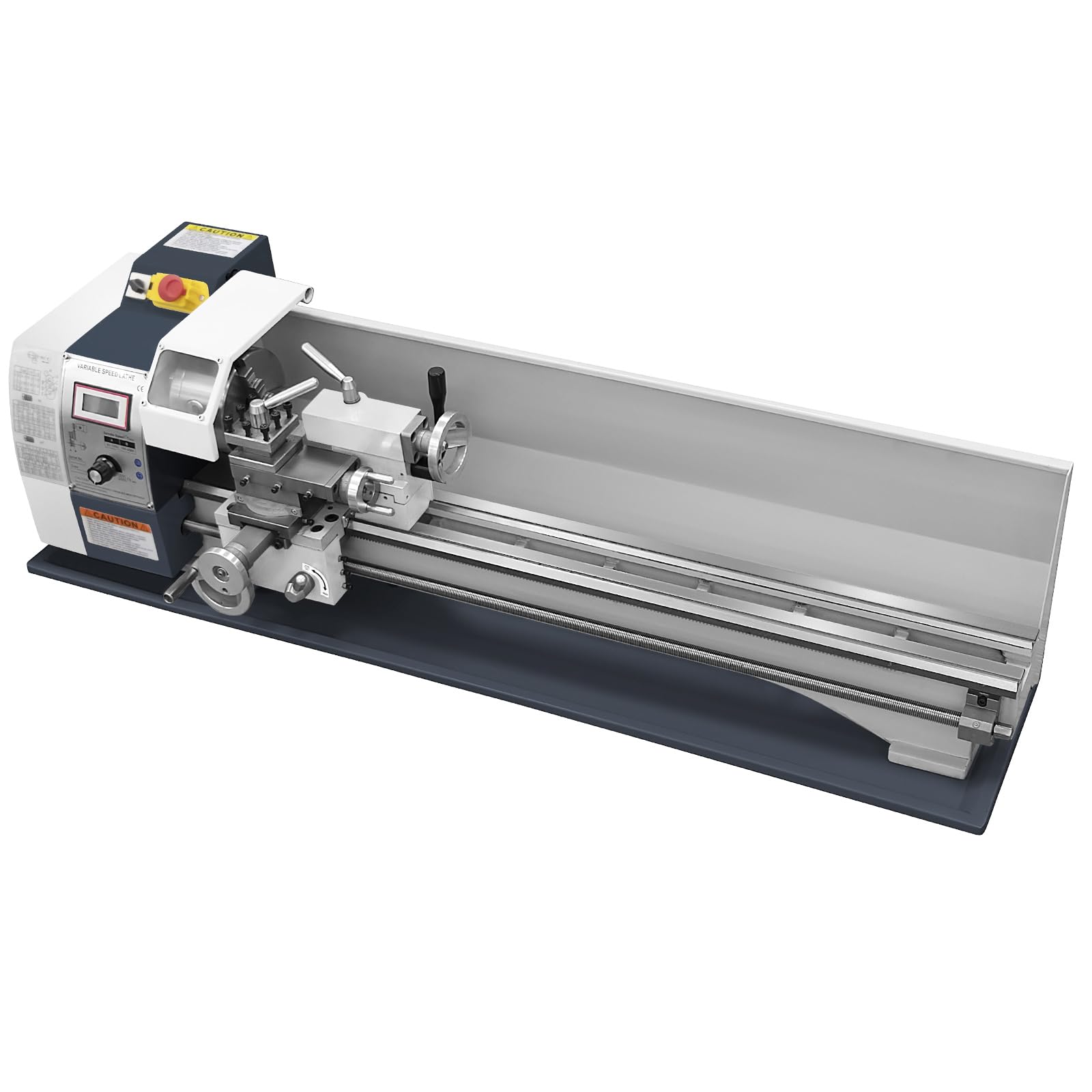 Torno Metal 1200W Torno Metálico 220mm x 750mm Torno de Metal de Mesa Torno Metálico Mini Precisión Torno Velocidad Variable 0-3000RPM para Perforación de Torneado Inverso (Con cepillo)