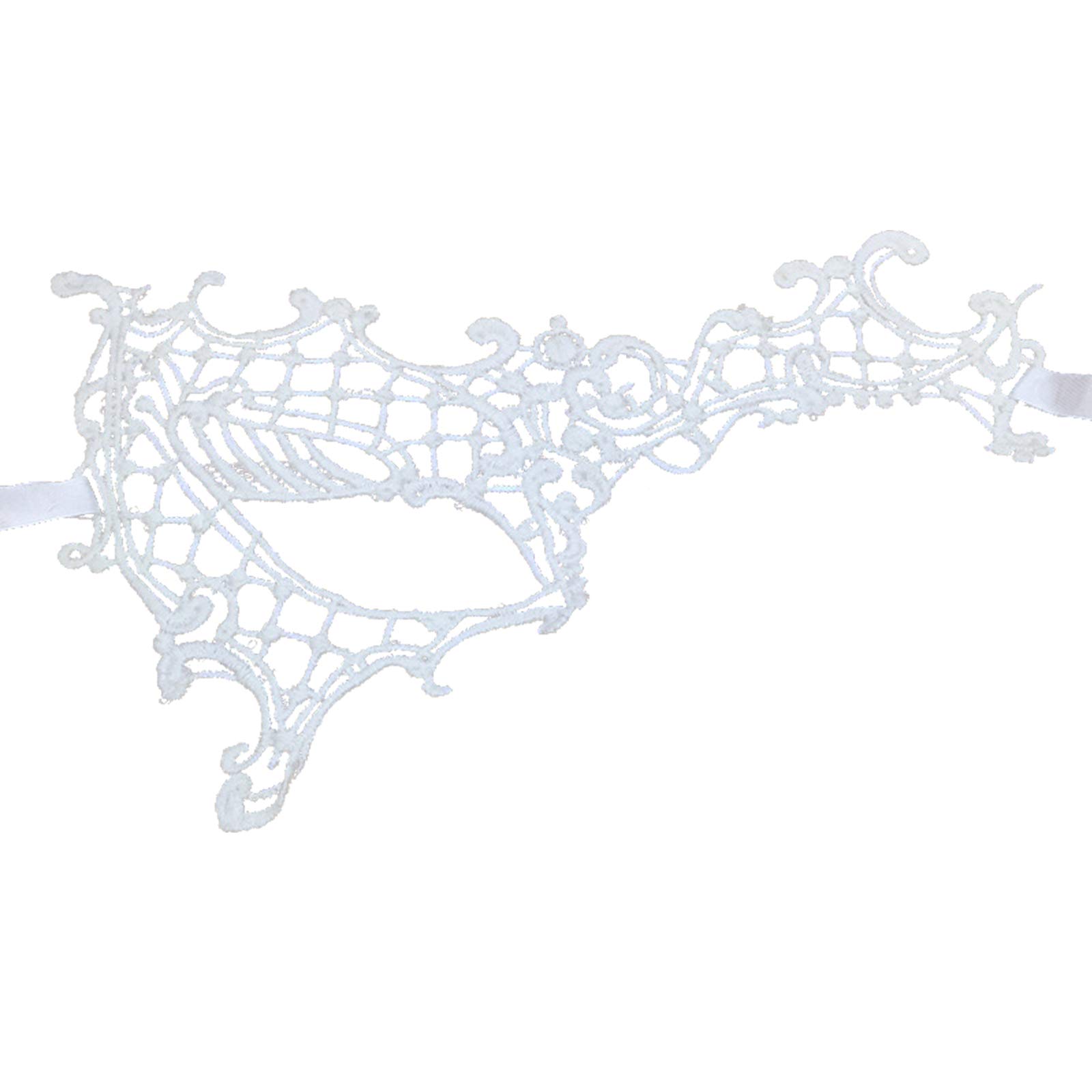 Jamron Women Elegant White Lace Eye Mask for Masquerade Halloween Party Prom Ball Carnival Dress Mask SN07830 Single Eye