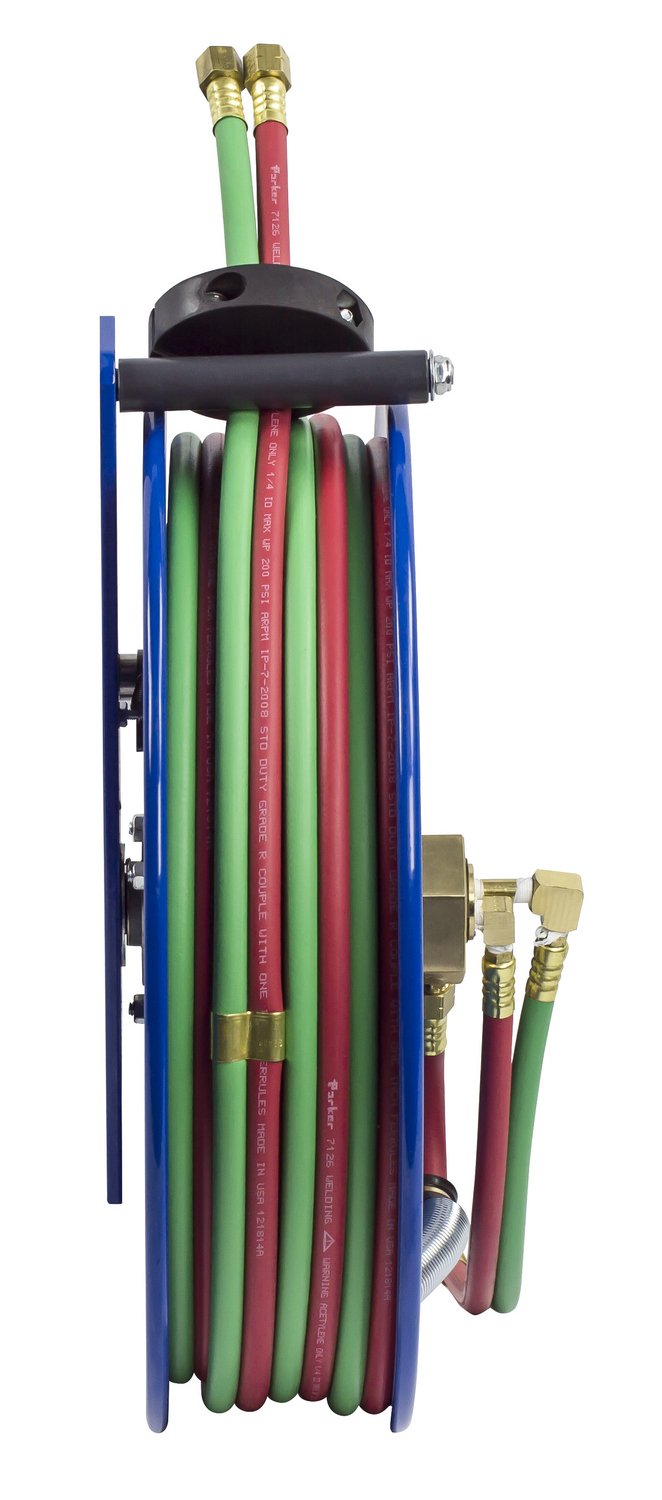 Coxreels SR17WT-150 "T-Grade" Side Mount Spring Rewind Welding Reel Dual Fuel Gas Hose: 1/4" I.D., 50' hose, 200 PSI, right mount
