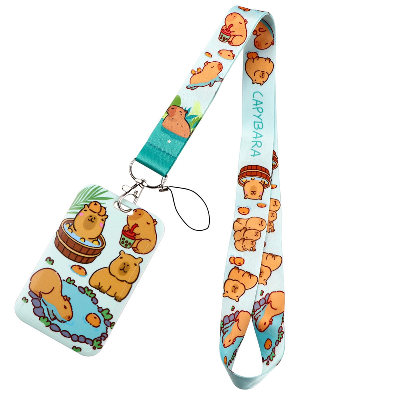 MARSTARKAVY Capybara Lanyards Capybara Lanyards with Keyring Cartoon Animal Card Holder Beautiful Neck Strap Badge Card Holder for Students Girls