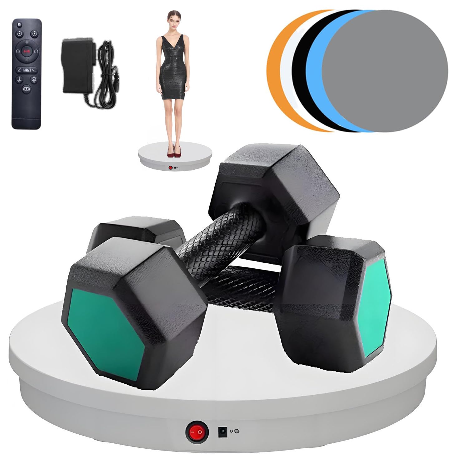 Obrotowy stół fotograficzny z obrotową platformą 360 stopni, 52CM-White